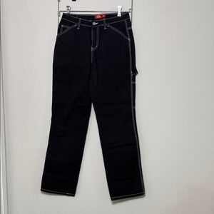 Dickies Black Straight-Leg Carpenter pants with White Contrast Stitching